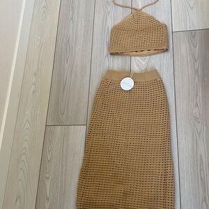 Chic Knit Two-Piece Set in Camel